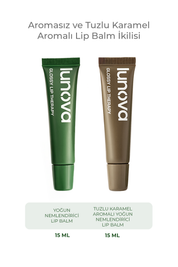 Aromasız ve Tuzlu Karamel Aromalı Lip Balm İkilisi