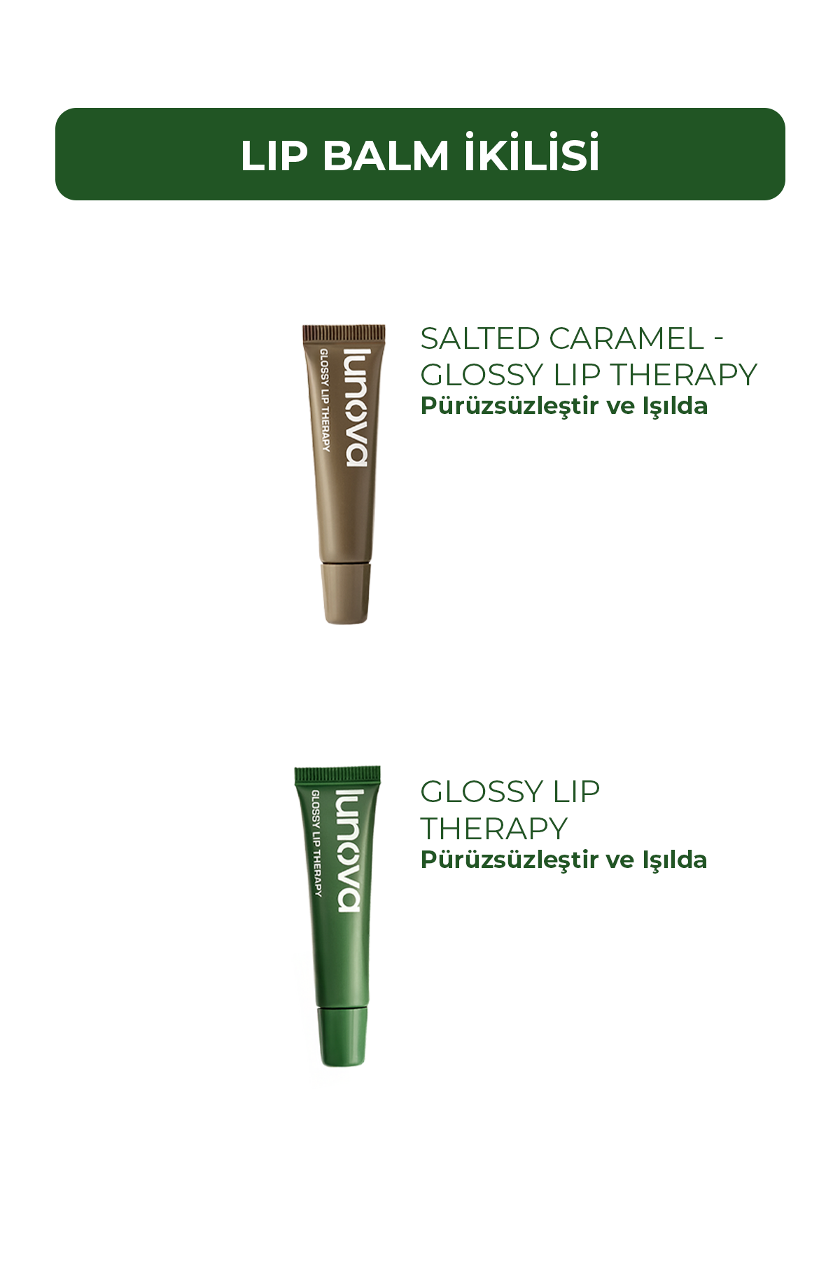 Aromasız ve Tuzlu Karamel Aromalı Lip Balm İkilisi